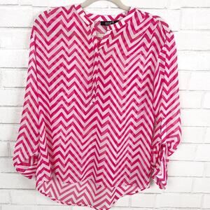 A.N.A Pink & White Button Down Blouse Size Medium